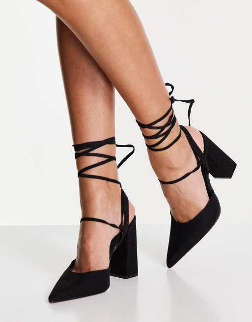 Closed toe lace sales up block heels