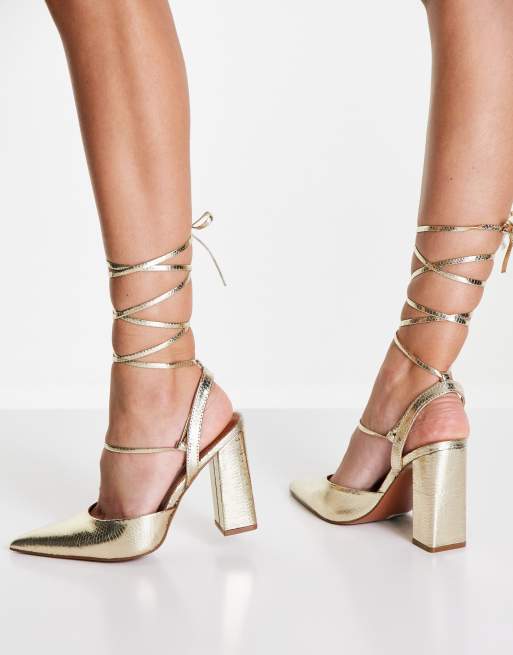 Gold block hot sale heels asos