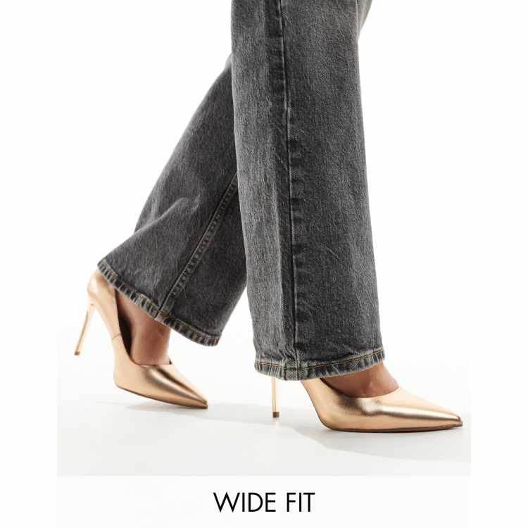 Wide fit rose hot sale gold court shoes