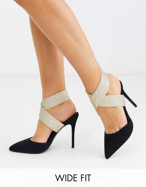 Black and gold on sale wide fit heels