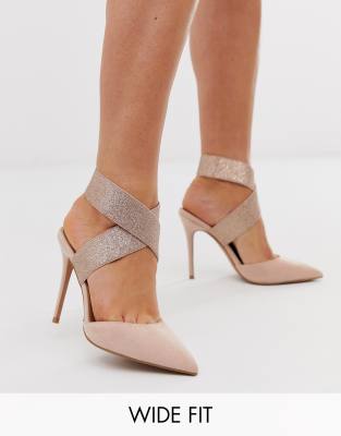 beige glitter heels