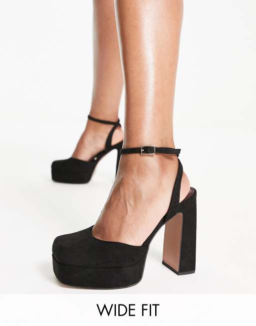 ASOS DESIGN Priority platform high heeled shoes in black