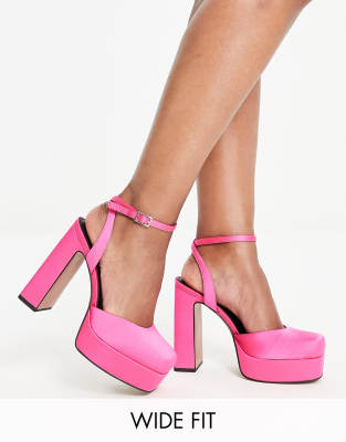 ASOS DESIGN Wide Fit - Peaked - Schuhe in Rosa mit hohem Absatz