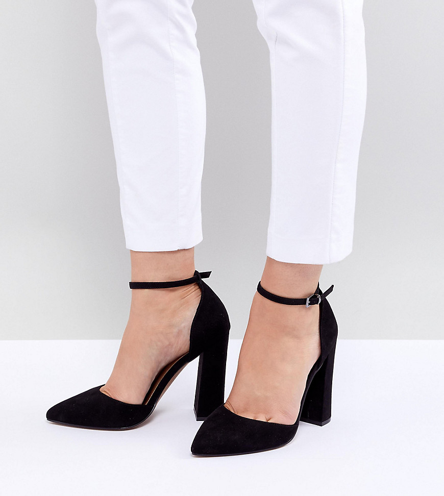 ASOS DESIGN Wide Fit Pebble pointed high heels-Black