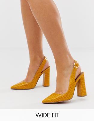 mustard slingback shoes