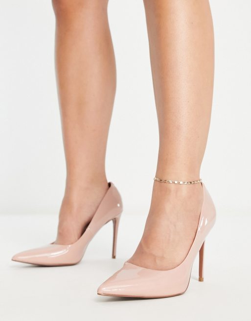 ASOS DESIGN Wide Fit Placid high block heels in beige