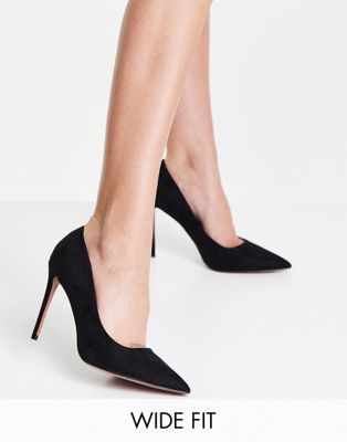 ASOS DESIGN Wide Fit Penza pointed high heeled court shoes in black - ASOS Price Checker