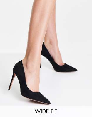 ASOS DESIGN Wide Fit Penza pointed high heeled court shoes in black - ASOS Price Checker