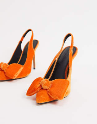 orange velvet shoes