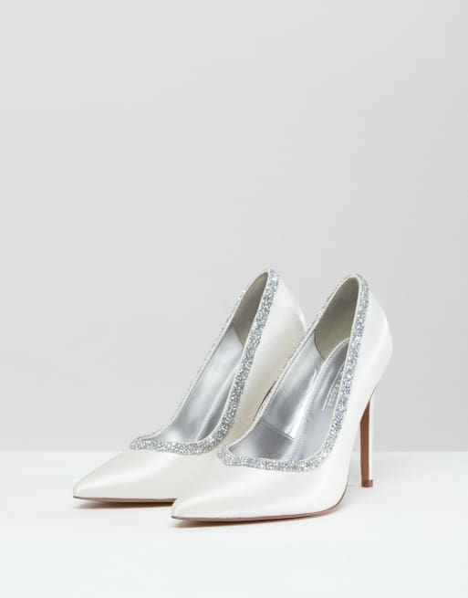 Asos Design Wide Fit Phoenix Bridal High Heeled Pumps In Ivory Asos