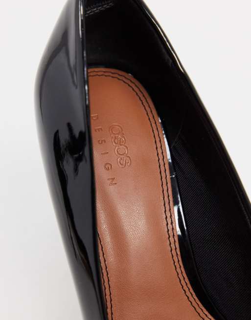ASOS DESIGN Wide Fit Phoenix pointed high heeled pumps in black patent, 4 of 4