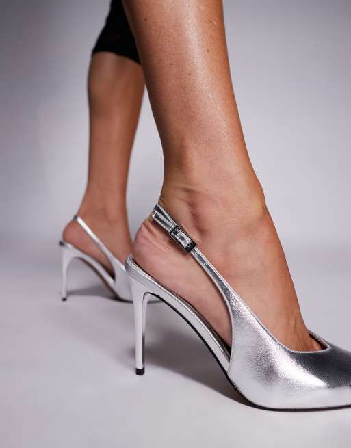 ASOS DESIGN Wide Fit – Phoenix – Slingback-Schuhe in Silber mit hohem, metallbeschichtetem Absatz, weite Passform, 3 von 4