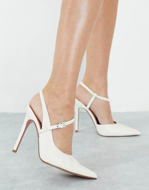 ASOS DESIGN Wide Fit Piano asymmetric high heeled shoes in white, 3 of 4