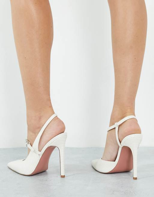 ASOS DESIGN Wide Fit - Piano - Chaussures asymétriques à talon haut - Blanc, 2 de 4
