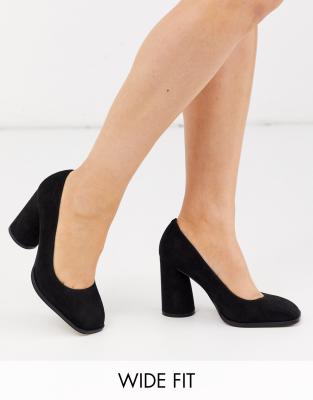 block heel court shoes wide fit