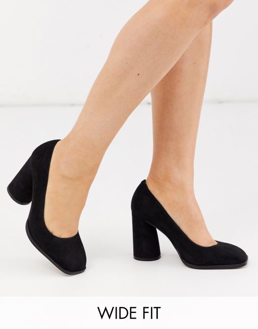 Black square shop toe court shoes