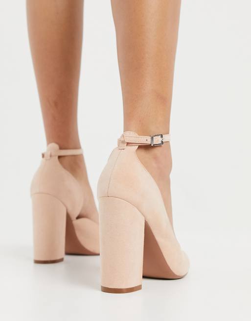 Nude wide fit block heels sale