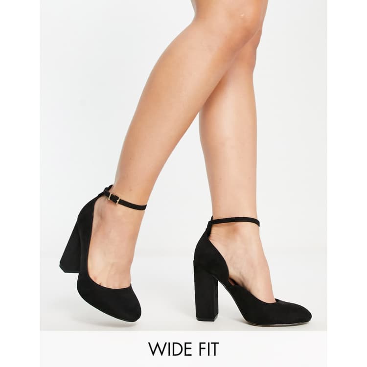 ASOS DESIGN Wide Fit Placid high block heels in black