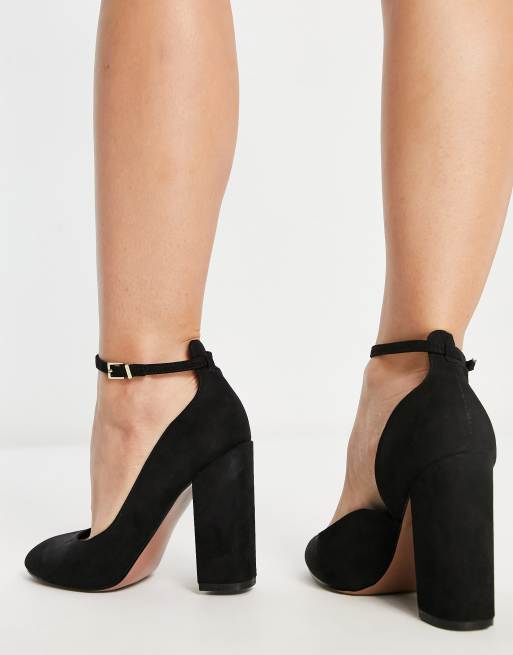 ASOS DESIGN Wide Fit Priority platform high block heel shoes in black