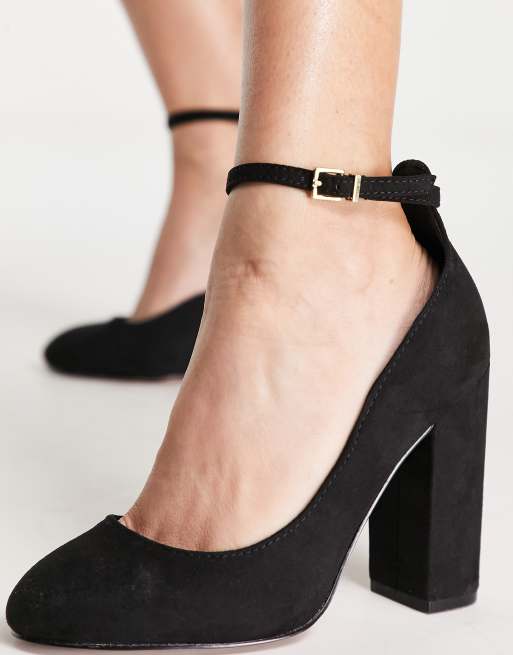 ASOS DESIGN Wide Fit Placid high block heels in black