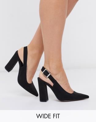 black slingback block heels