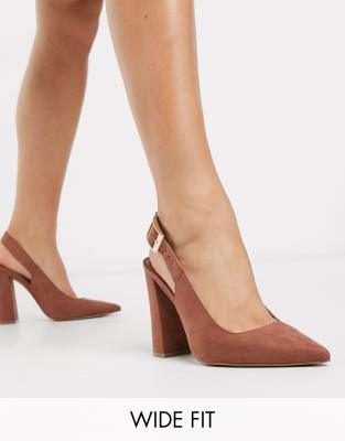 pointed toe slingback block heel