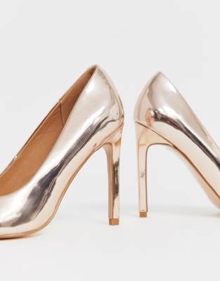 gold court shoes asos