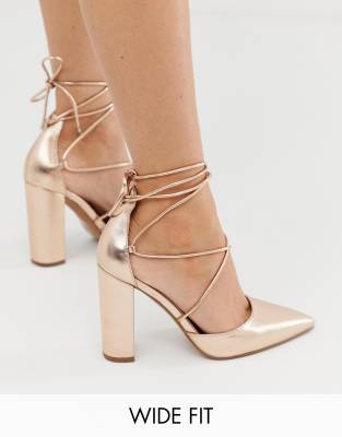 rose gold block heels closed toe