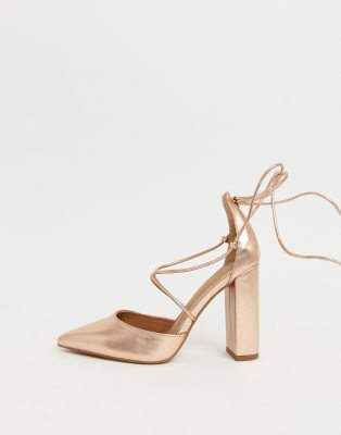 asos rose gold block heel