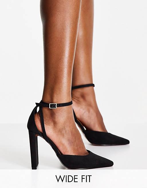 ASOS DESIGN Wide Fit Praise high heeled shoes in black