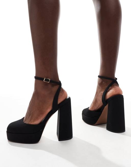 ASOS DESIGN Wide Fit Pressure platform high heeled shoes in black