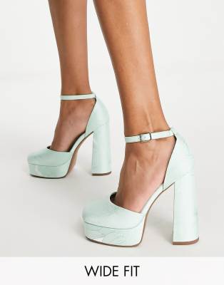 Asos Design Wide Fit Priority Platform High Heeled Shoes In Jacquard-multi In Multi