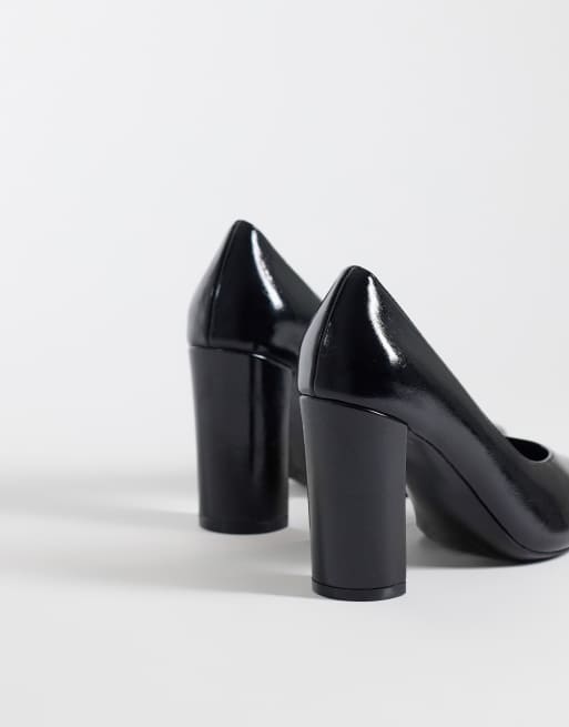 ASOS DESIGN Wide Fit Progress pattern work stiletto court shoes in black suedette, 4 of 4
