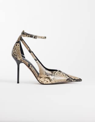 Asos Design Wide Fit Progress Pattern Work Stiletto Court Shoes In Multi