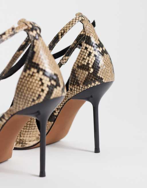 ASOS DESIGN Wide Fit Progress pattern work stiletto court shoes in snake, 2 of 4