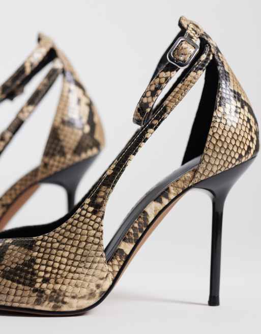 ASOS DESIGN Wide Fit Progress pattern work stiletto pumps in snake, 3 of 4