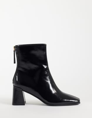 Asos Design Wide Fit Rafe Block Heel Ankle Boots In Black
