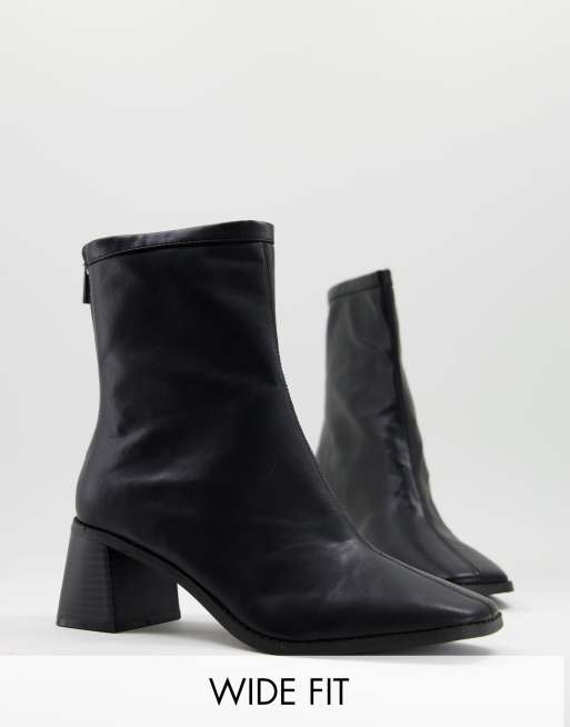 ASOS DESIGN Wide Fit – Raider – Czarne buty do kostki na średnim obcasie