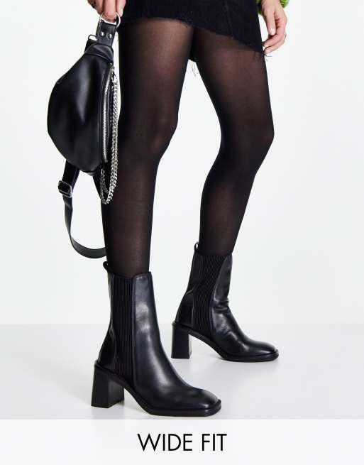 Black heeled store boots asos