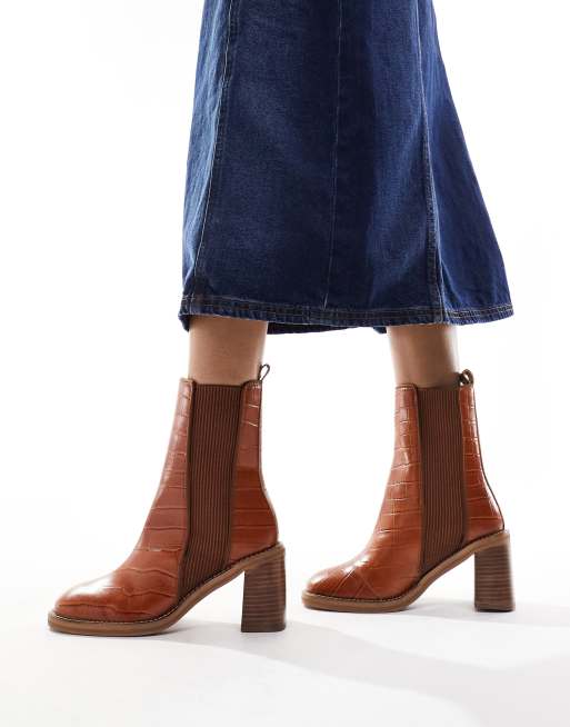 ASOS DESIGN Wide Fit Ratings leather chelsea boots in tan