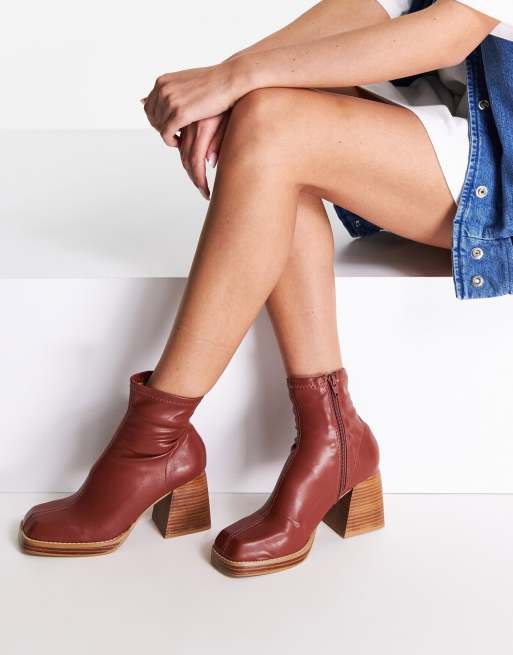 ASOS DESIGN Wide Fit – Ratio – Bruna sockboots med fyrkantig tå, 3 av 4