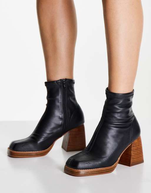 ASOS DESIGN Wide Fit - Ratio - Sorte sokkestøvler med firkantet tå, 3 af 4