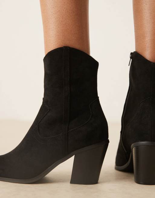 Asos design stacked store heel western boots