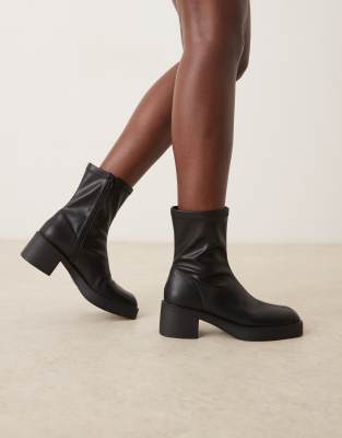 Asos Design Wide Fit Raven Dressy Mid-heel Boots In Black