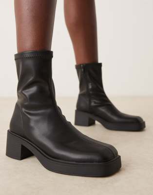 Asos Design Wide Fit Raven Dressy Mid-heel Boots In Black