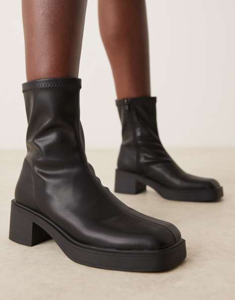 ASOS DESIGN Wide Fit - Raven - Stivali eleganti neri con tacco medio e pianta larga - view 1