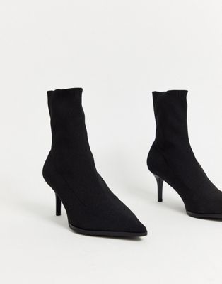 kitten heel black sock boots