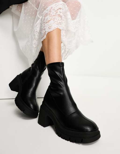 ASOS DESIGN Wide Fit Recipe chunky sock boots in black