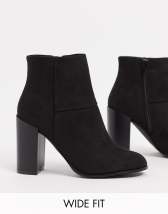 ASOS DESIGN Wide Fit Recite heeled ankle boots in black