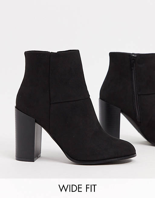 ASOS DESIGN Wide Fit – Recite – Schwarze Ankle Boots mit Absatz